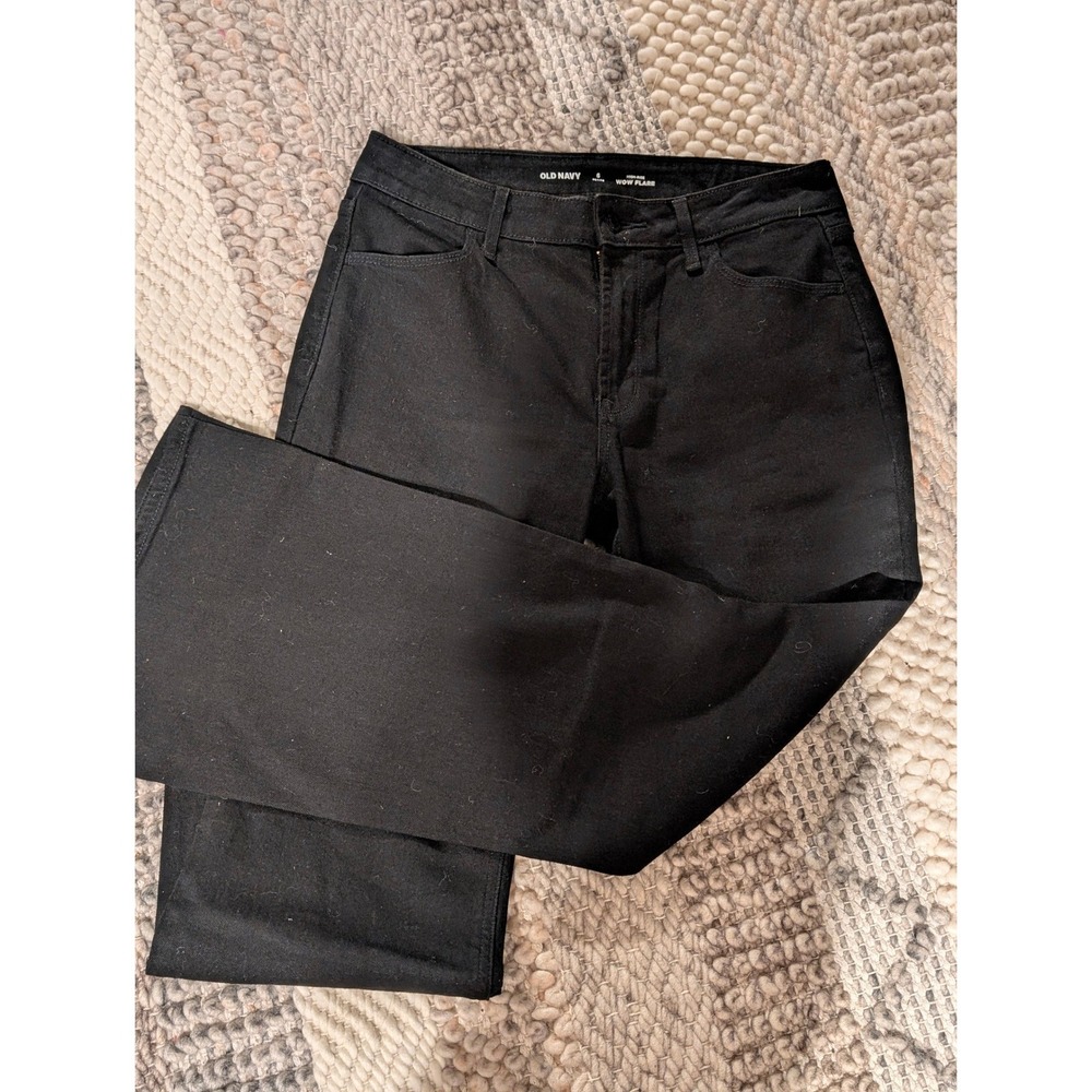 Old Navy Wow Flare Jeans Womens 6 Petite Black High Rise Stretch Denim Pants